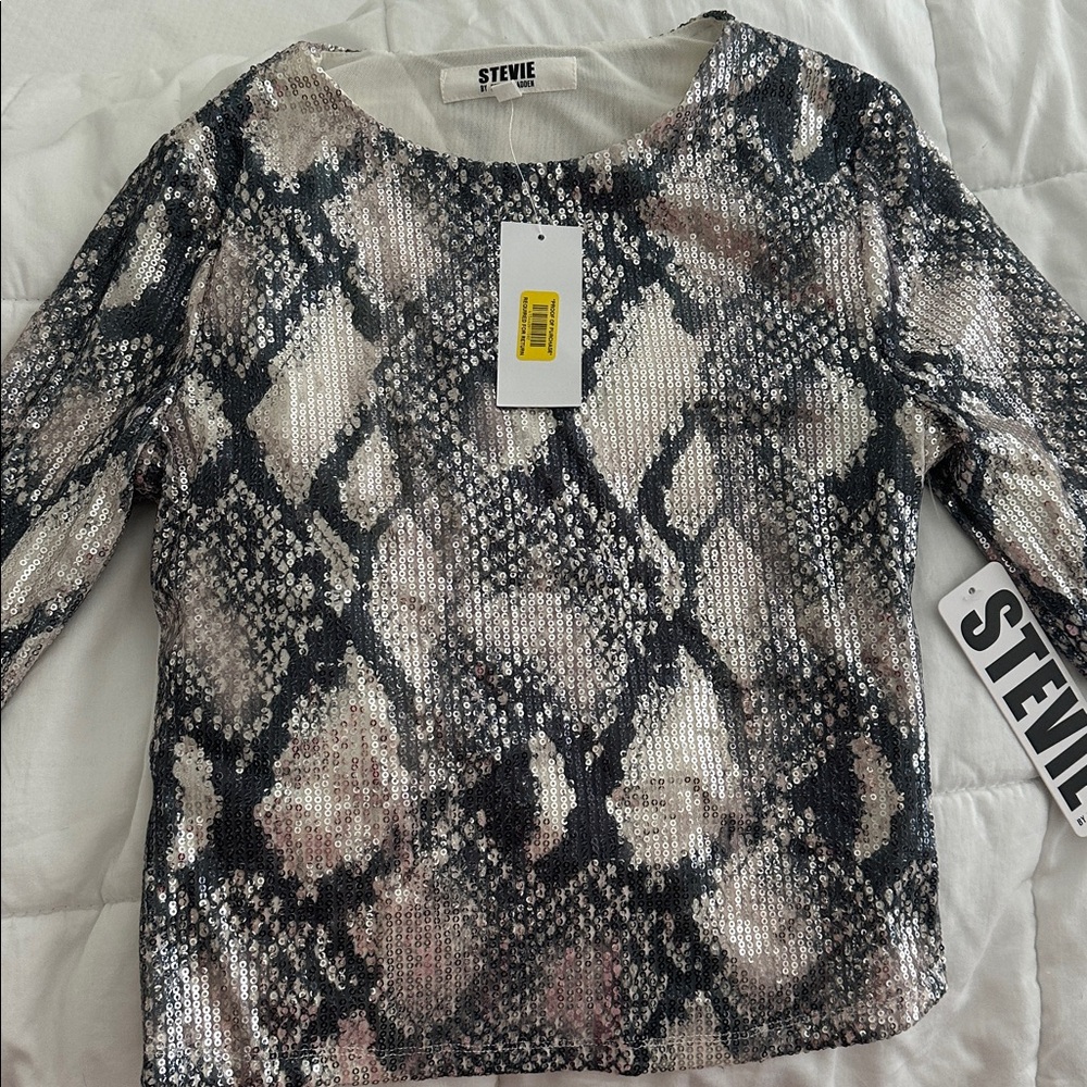 Steve Madden Snake Print Blouse - Black and Gray